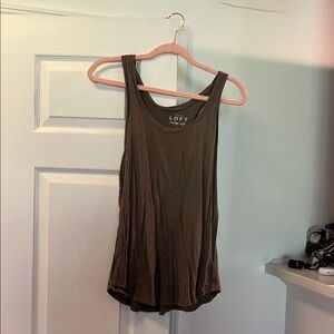 LOFT Brown Fitted Sleeveless Tank Top